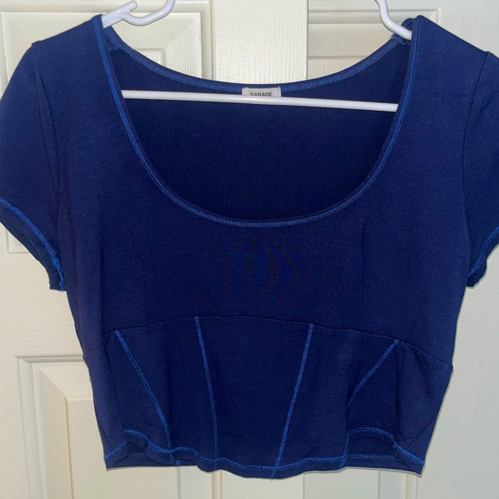 Garage Navy Crop Tee